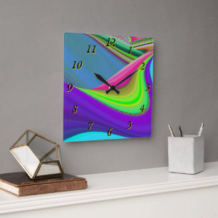 Reloj Cuadrado Summerfeeling, Resumen 3D Rainbowart