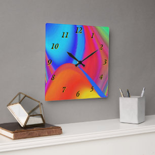 Reloj Cuadrado Summerfeeling, Resumen 3D Rainbowart