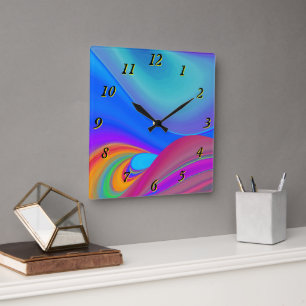 Reloj Cuadrado Summerfeeling, Resumen 3D Rainbowart