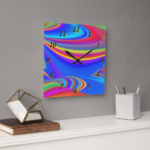 Reloj Cuadrado Summerfeeling, Resumen 3D Rainbowart
