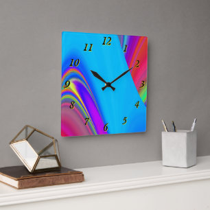 Reloj Cuadrado Summerfeeling, Resumen 3D Rainbowart