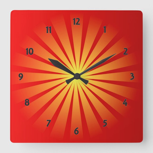 Reloj Cuadrado Sun Rays Square Wall Clock (Anverso)