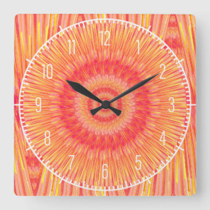 Reloj Cuadrado Sunburst Orange Square Wall Clock