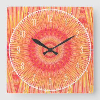 Reloj Cuadrado Sunburst Orange Square Wall Clock