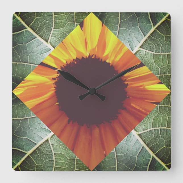 Reloj Cuadrado Sunflower Collage Wall Clock (Anverso)