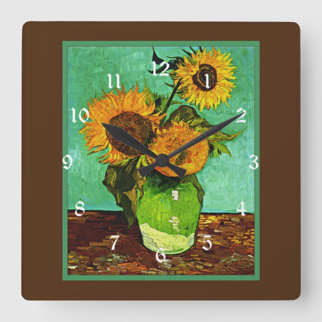 Reloj Cuadrado Sunflowers, 3, by Vincent van Gogh, (Anverso)
