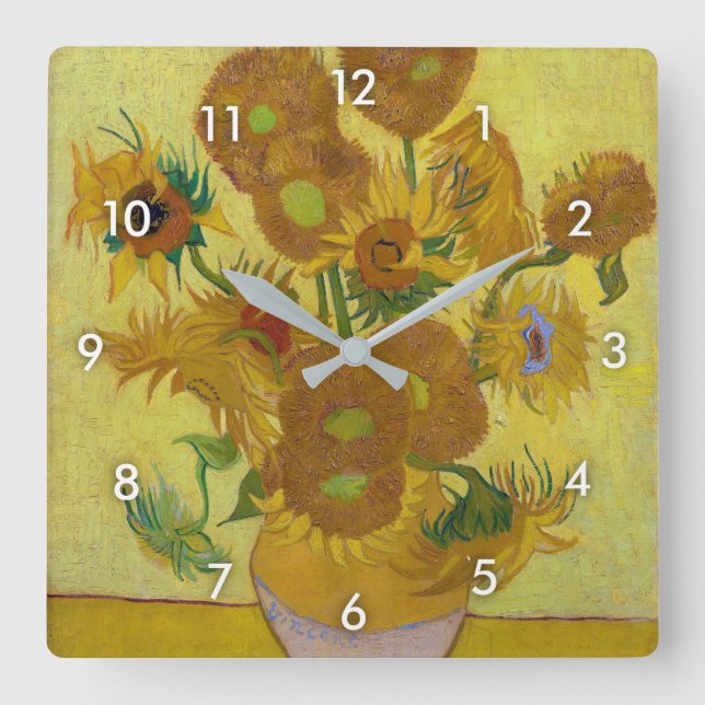 Reloj Cuadrado Sunflowers, Vincent van Gogh (Anverso)