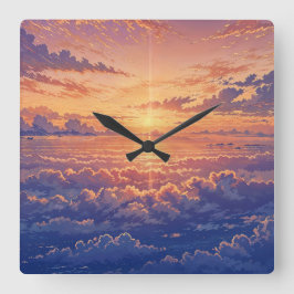 Reloj Cuadrado Sunlit Atmosphere - Vibrant Illustration Art Style
