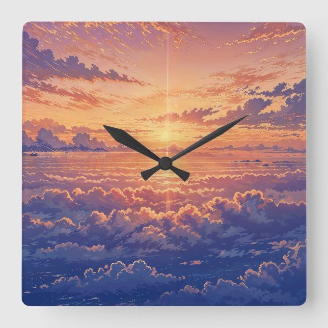 Reloj Cuadrado Sunlit Atmosphere - Vibrant Illustration Art Style (Anverso)