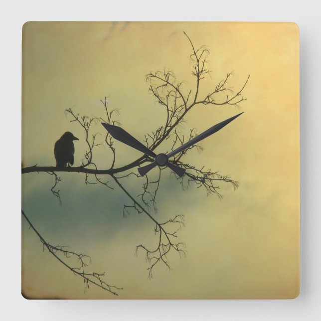 Reloj Cuadrado Sunny Day Crow (Anverso)