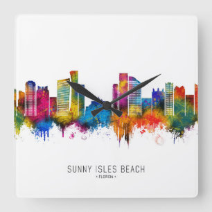 Reloj Cuadrado Sunny Isles Beach Florida Skyline