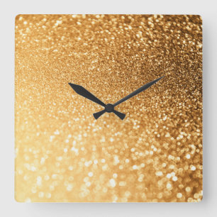 Reloj Cuadrado Sunny Sparkle Yellow Luxury Trendy Gold Purpurina