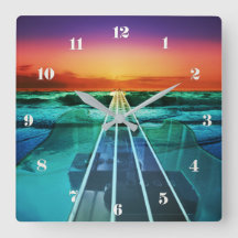 Sunset Beach Bass Guitar Music Wall Clock