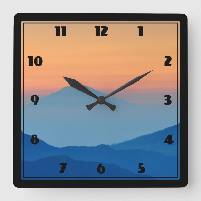 Reloj Cuadrado Sunset Mountains Resumen del paisaje (Anverso)
