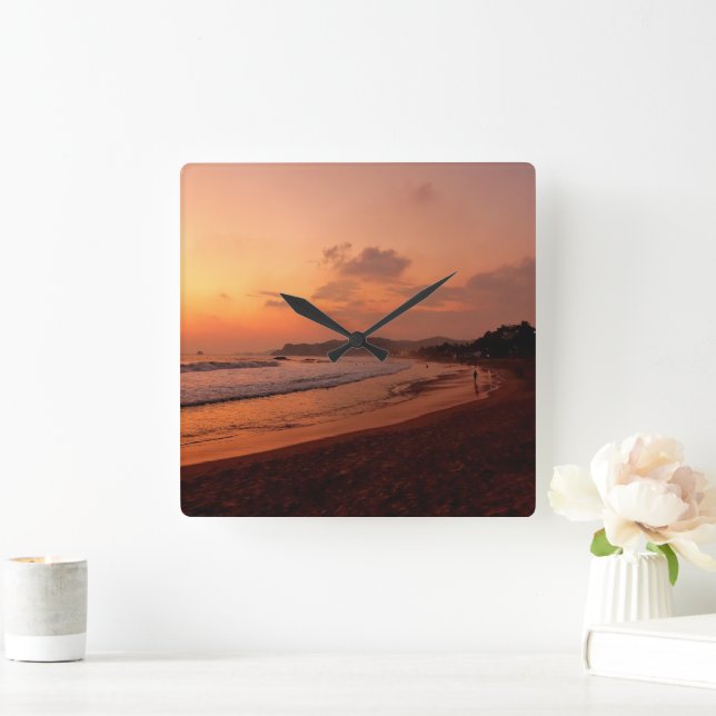 Reloj Cuadrado Sunset on a beach in Mexico (Hogar)