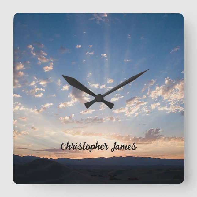 Reloj Cuadrado Sunset Sky personalizado (Anverso)