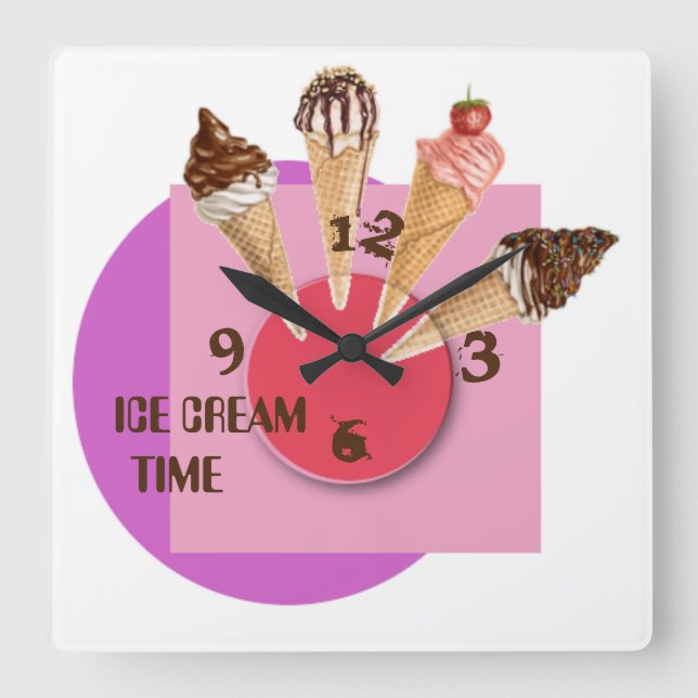 Reloj Cuadrado Super Ice cream time (Anverso)