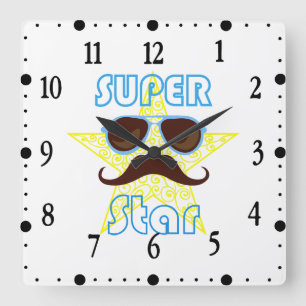 Reloj Cuadrado Super Star con gafas de sol y bigote