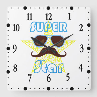 Reloj Cuadrado Super Star with sunglasses and mustache