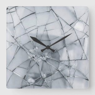 Reloj Cuadrado Superficie de vidrio roto (estilo 3) Pintura al ól
