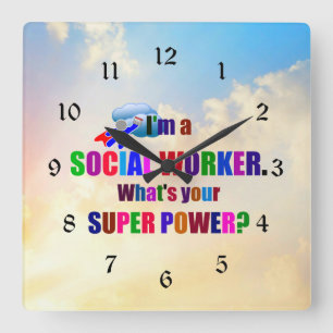 Reloj Cuadrado superhéro "Soy un trabajador social"