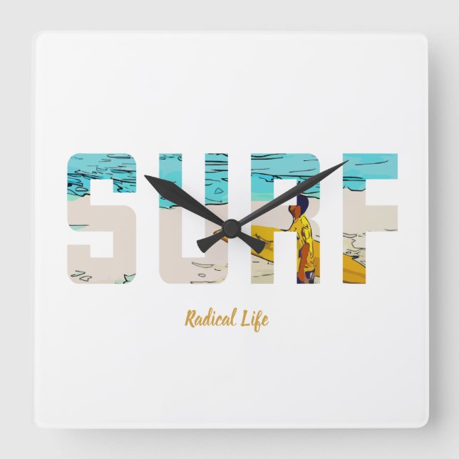Reloj Cuadrado ¡Surf! (Anverso)