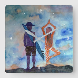 Reloj Cuadrado Surf and Yoga Square Wall Clock