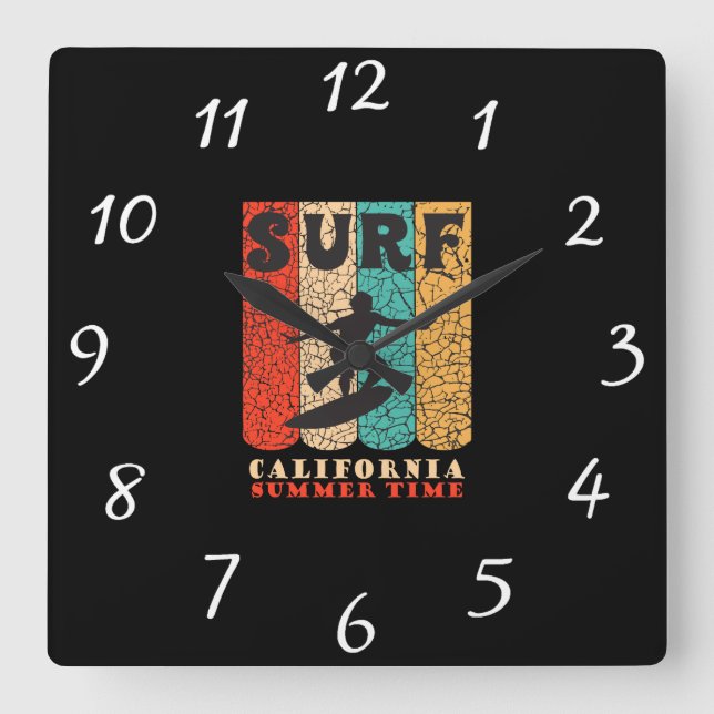 Reloj Cuadrado Surf California Wall Clock (Anverso)