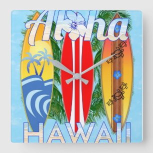 Reloj Cuadrado Surfboards Aloha Hawaii