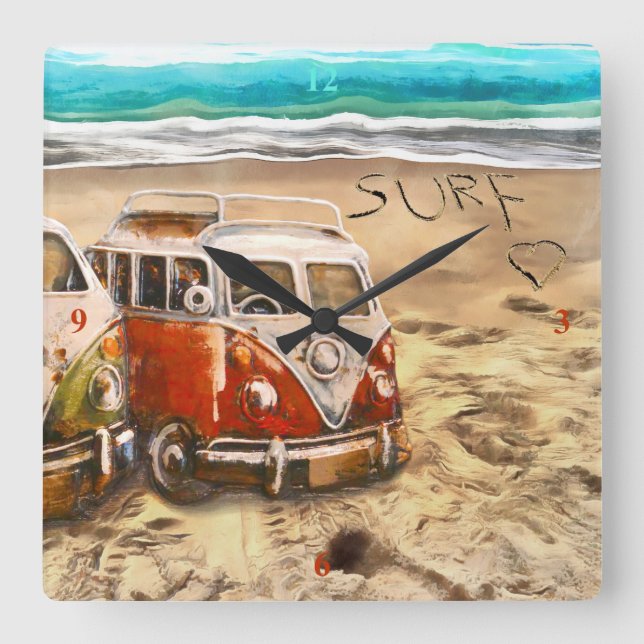 Reloj Cuadrado Surfdudes, (Anverso)