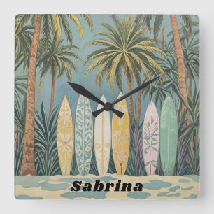 Reloj Cuadrado Surf's Up, Pastel Style personalizado