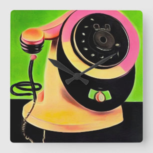 Reloj Cuadrado Surreal Pop Art Retro Teléfono 3