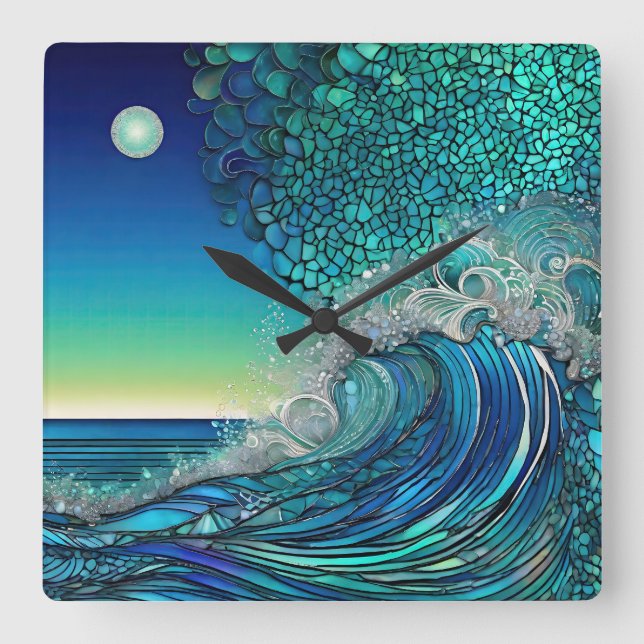 Reloj Cuadrado Surreal Surf (Anverso)