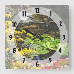 Reloj Cuadrado Susans De Ojos Negros De Koi Pond
