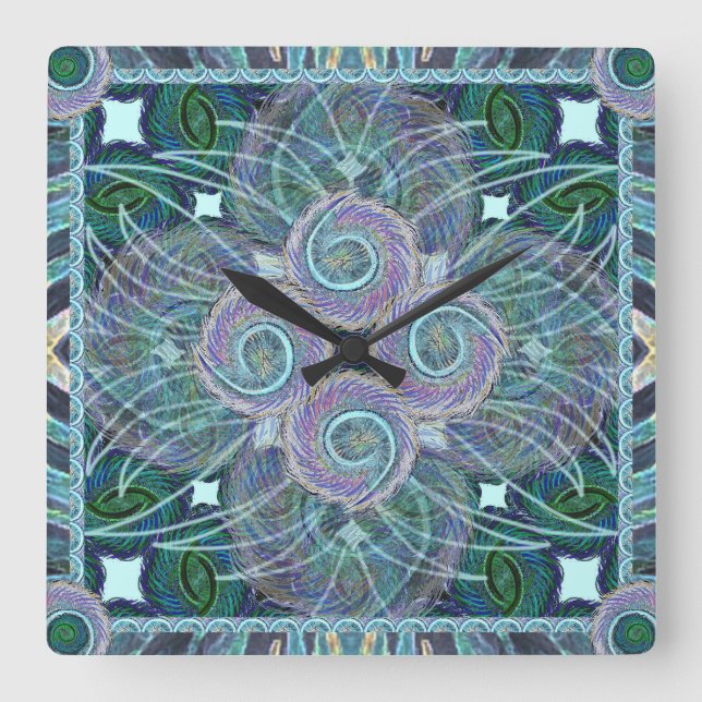 Reloj Cuadrado Susea Blu Studios Feather Mandela Clock (Anverso)