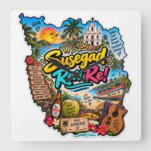 Reloj Cuadrado ¡Susegad Rav Re! — Alma Konkani Pura, Alma de Goa