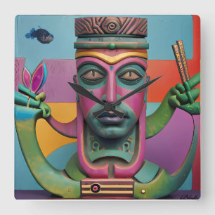 Reloj Cuadrado Sushi Radio Tiki Man