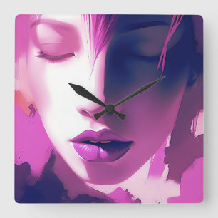 Reloj Cuadrado Susurro del sueño de Lilac - Sereno, etéreo, púrpu