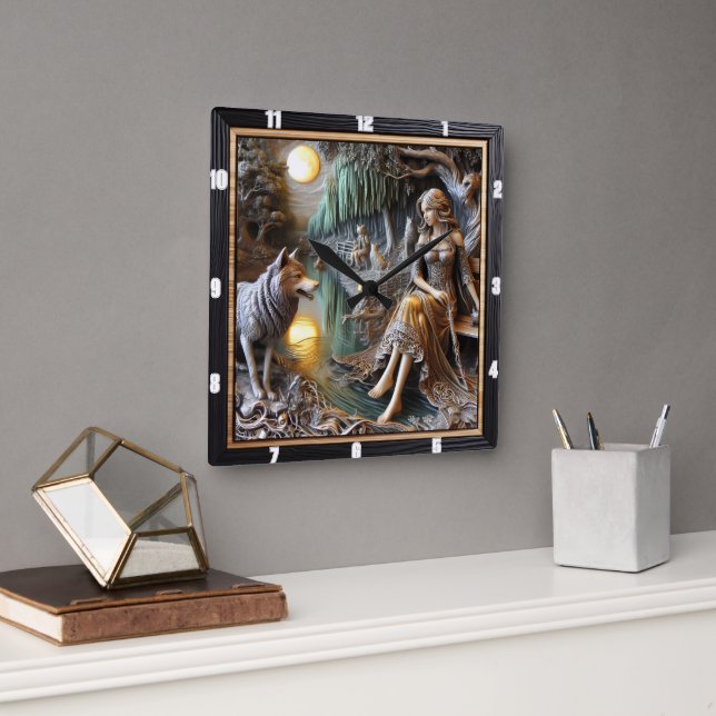 Reloj Cuadrado Susurros nativos: Historia antigua de River Stones (Oficina)