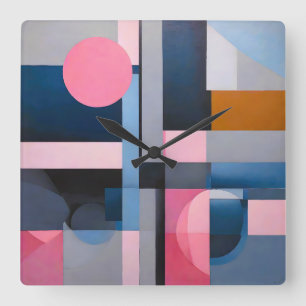 Reloj Cuadrado Sutiles Blues y Rosa en abstracción geométrica