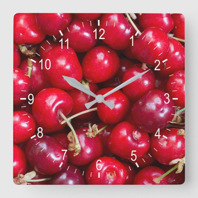 Reloj Cuadrado Sweet cherry pattern square wall clock (Anverso)