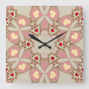 Reloj Cuadrado Sweet Pink Country Love Hearts Wall Clock