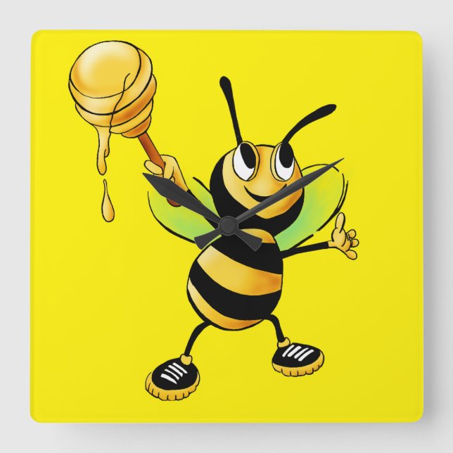 Reloj Cuadrado Sweet Time with Our Honey Bee Clock! 🍯🐝 (Anverso)