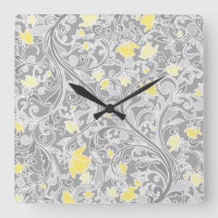 Swirly amarillo y gris moderno floral