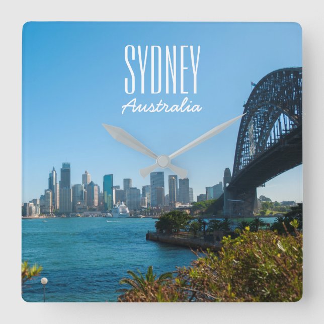 Reloj Cuadrado Sydney Harbour Bridge City Skyline Australia (Anverso)