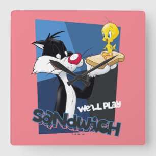 Reloj Cuadrado SYLVESTER™ y TWEETY™ "Jugaremos sándwich"