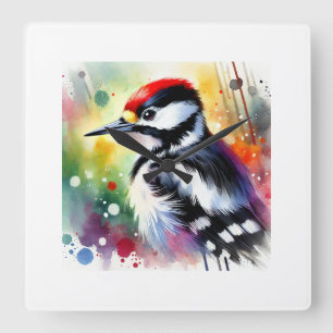 Reloj Cuadrado Syrian woodpecker 100924AREF104 - Watercolor
