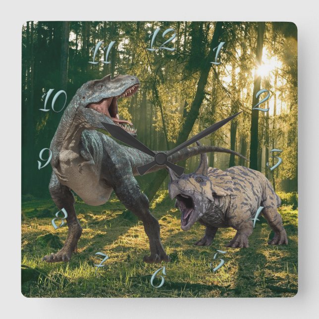 Reloj Cuadrado T.Rex-Triceratops (Anverso)