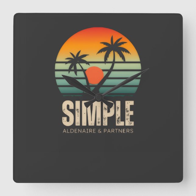 Reloj Cuadrado T-shirt Simple Sunset - Tropical vibes design (Anverso)