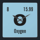 Reloj Cuadrado Tabla periódica de la plantilla Elementos<br><div class="desc">Personalizar esta tabla periódica de química de nerd de la plantilla de reloj de pared de elementos. Introduzca en su elemento favorito o cree el suyo propio. Cambie el nombre del elemento químico, el símbolo, el número atómico y la masa atómica. Haga clic en personalizar para cambiar el color de...</div>